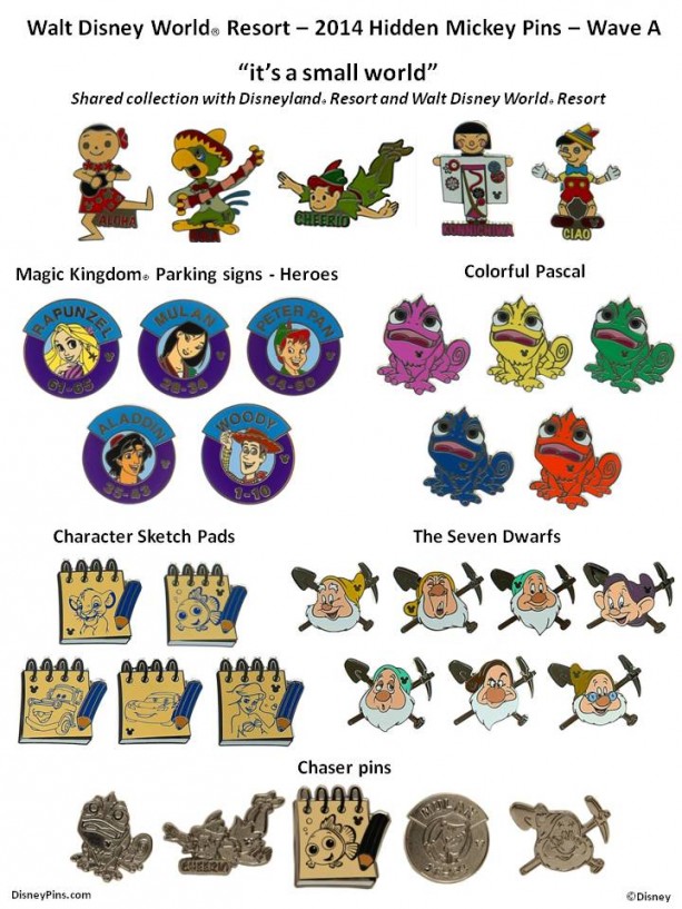 2014 WDW Hidden Mickey Pins Wave A