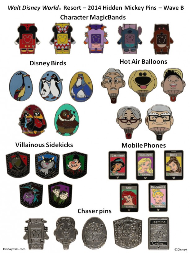 2014 WDW Hidden Mickey Pins Wave B