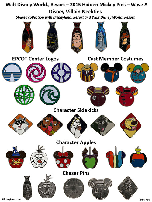 2015 WDW Hidden Mickey Pins Wave A