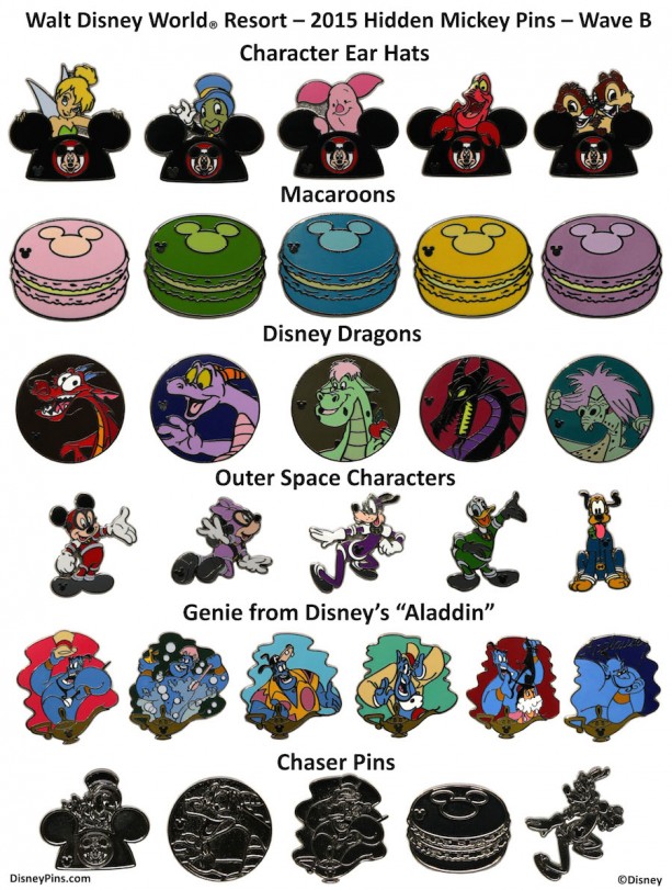 2015 WDW Hidden Mickey Pins Wave B