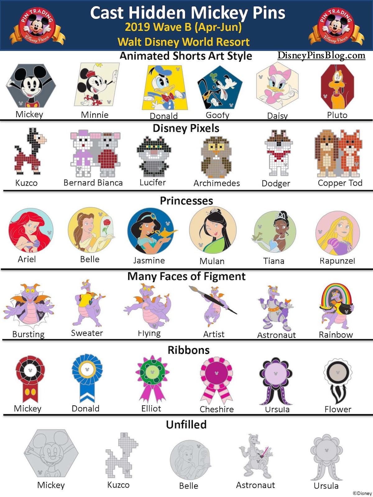 Disney Hidden Mickey Pins 2019 Wave B