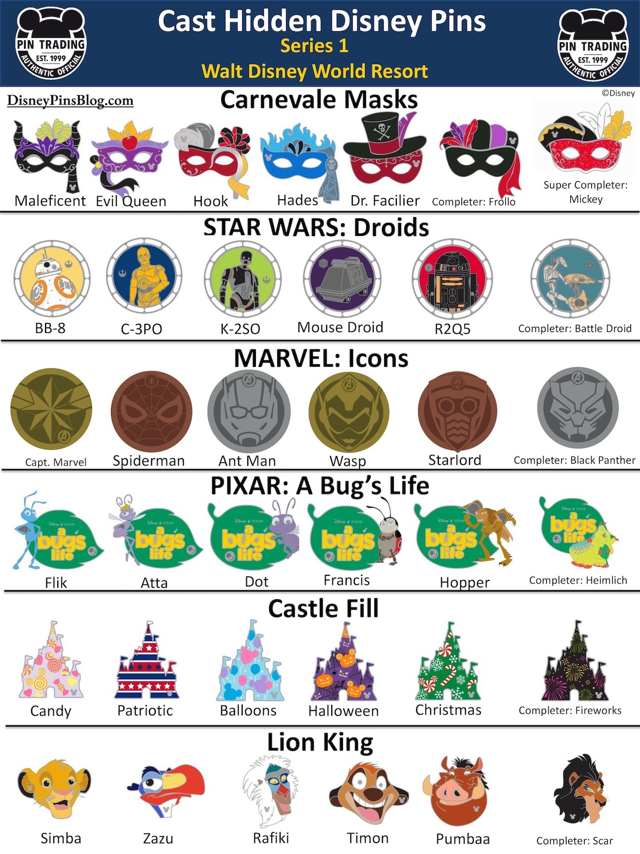 Cast Hidden Disney Pins 2020 Series 1